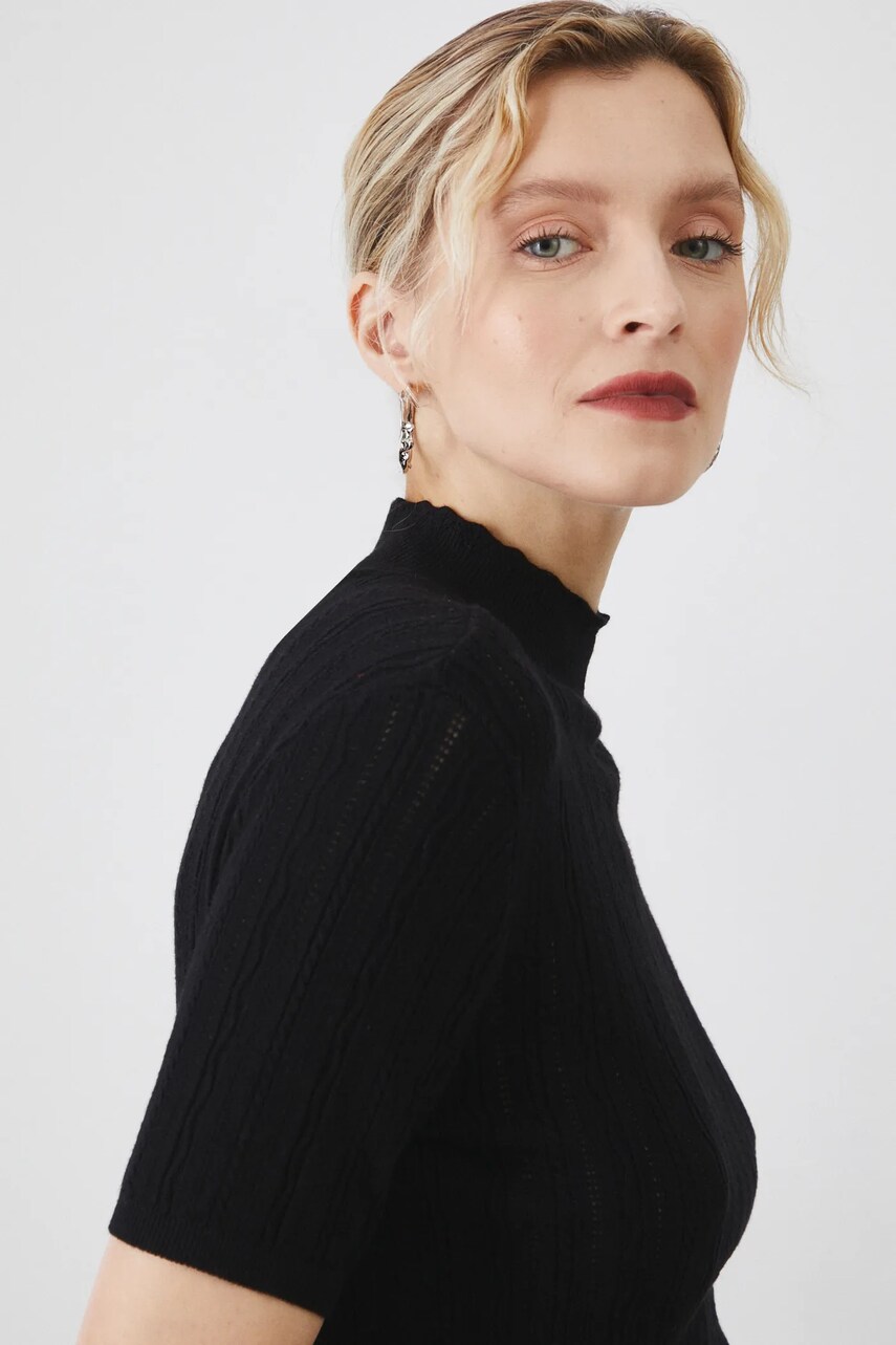 Medicine tricou femei, culoarea negru, cu turtleneck