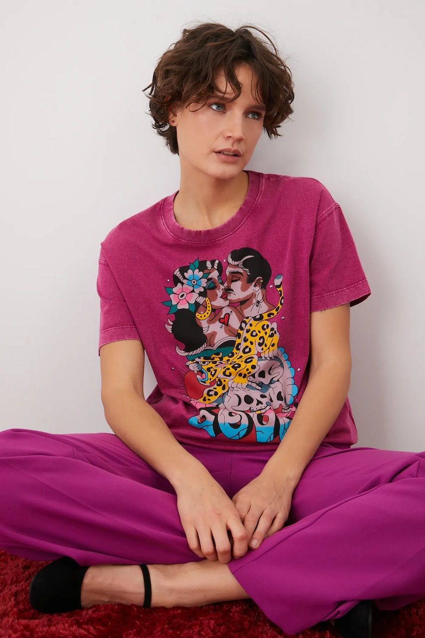 Medicine tricou din bumbac femei, culoarea violet