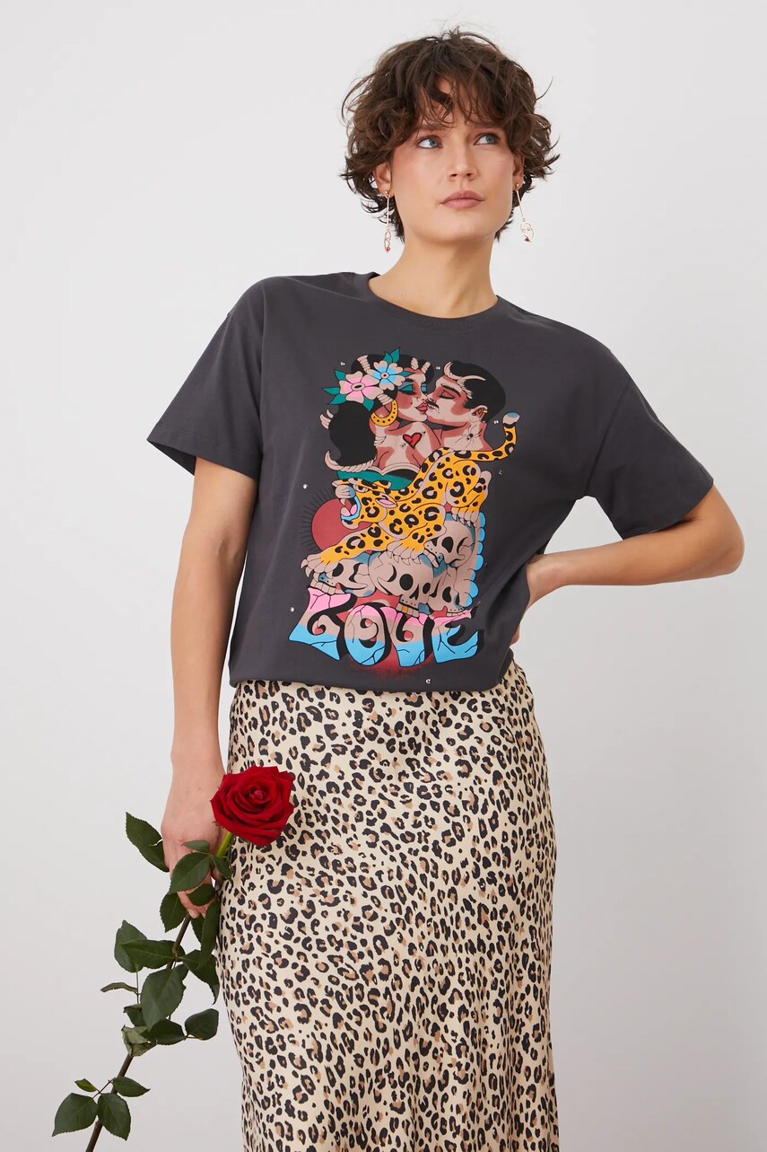 Medicine tricou din bumbac femei, culoarea gri