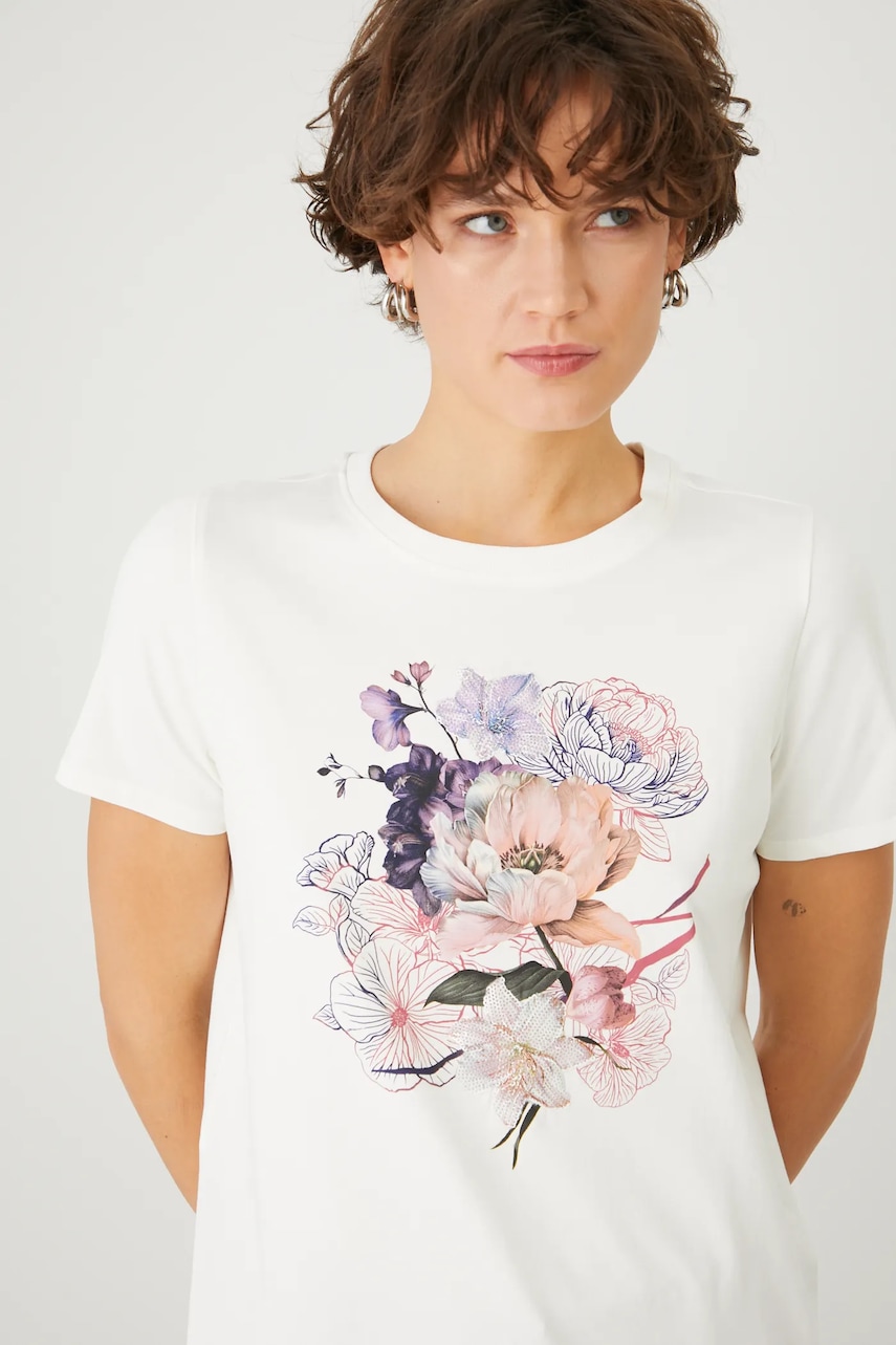 Medicine tricou din bumbac femei, culoarea bej