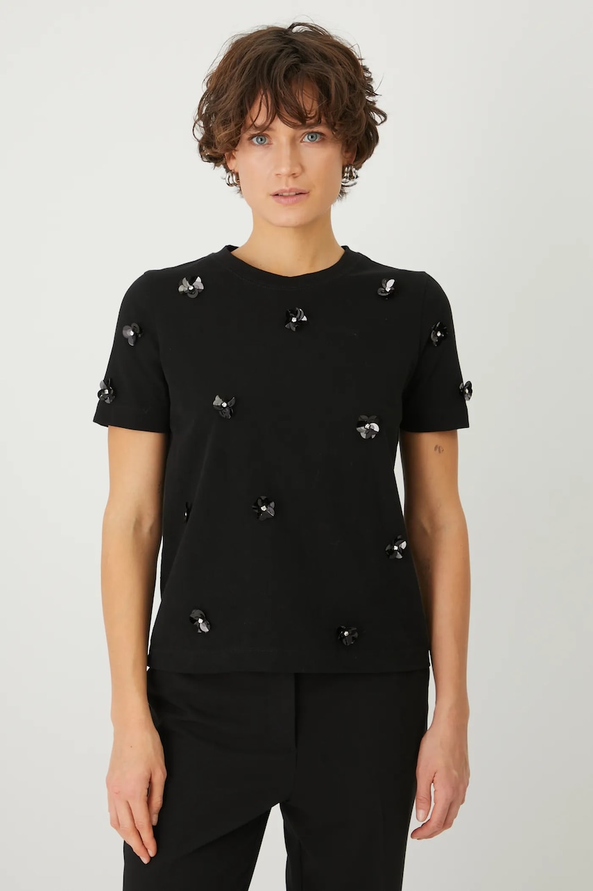 Medicine tricou din bumbac femei, culoarea negru