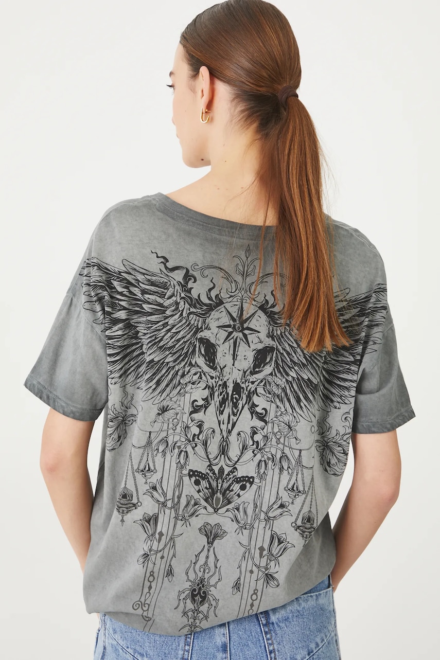 Medicine tricou din bumbac femei, culoarea gri