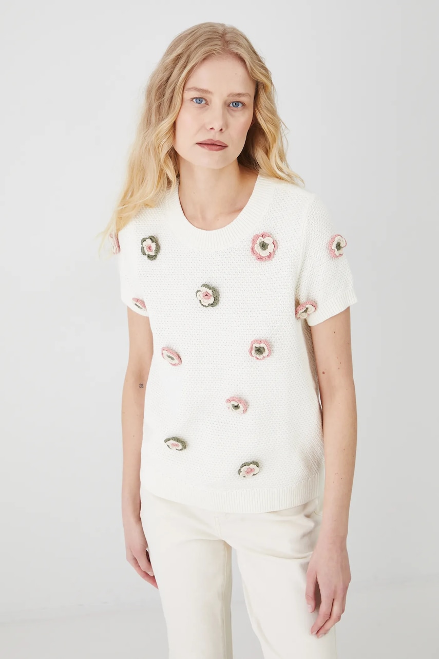 Medicine tricou din bumbac femei, culoarea bej