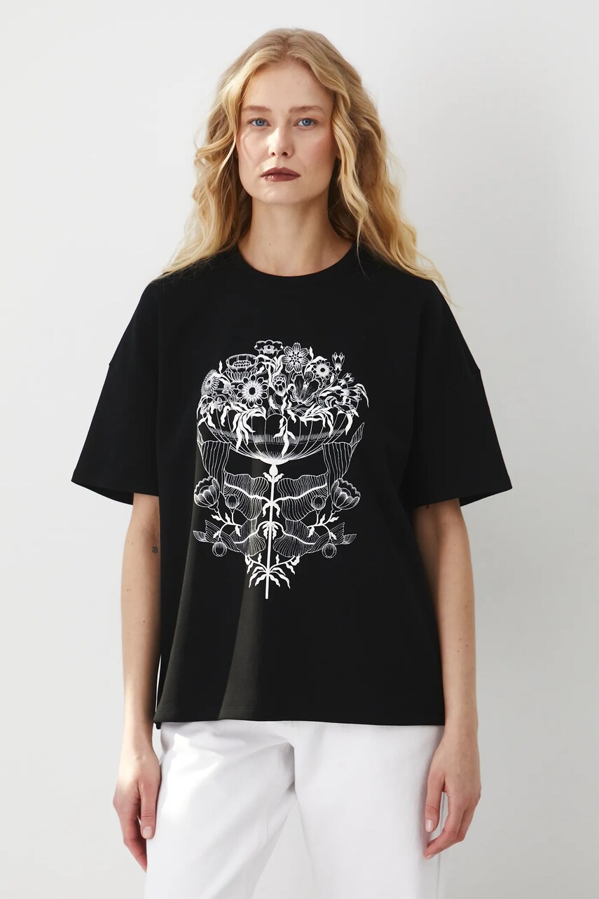 Medicine tricou din bumbac femei, culoarea negru