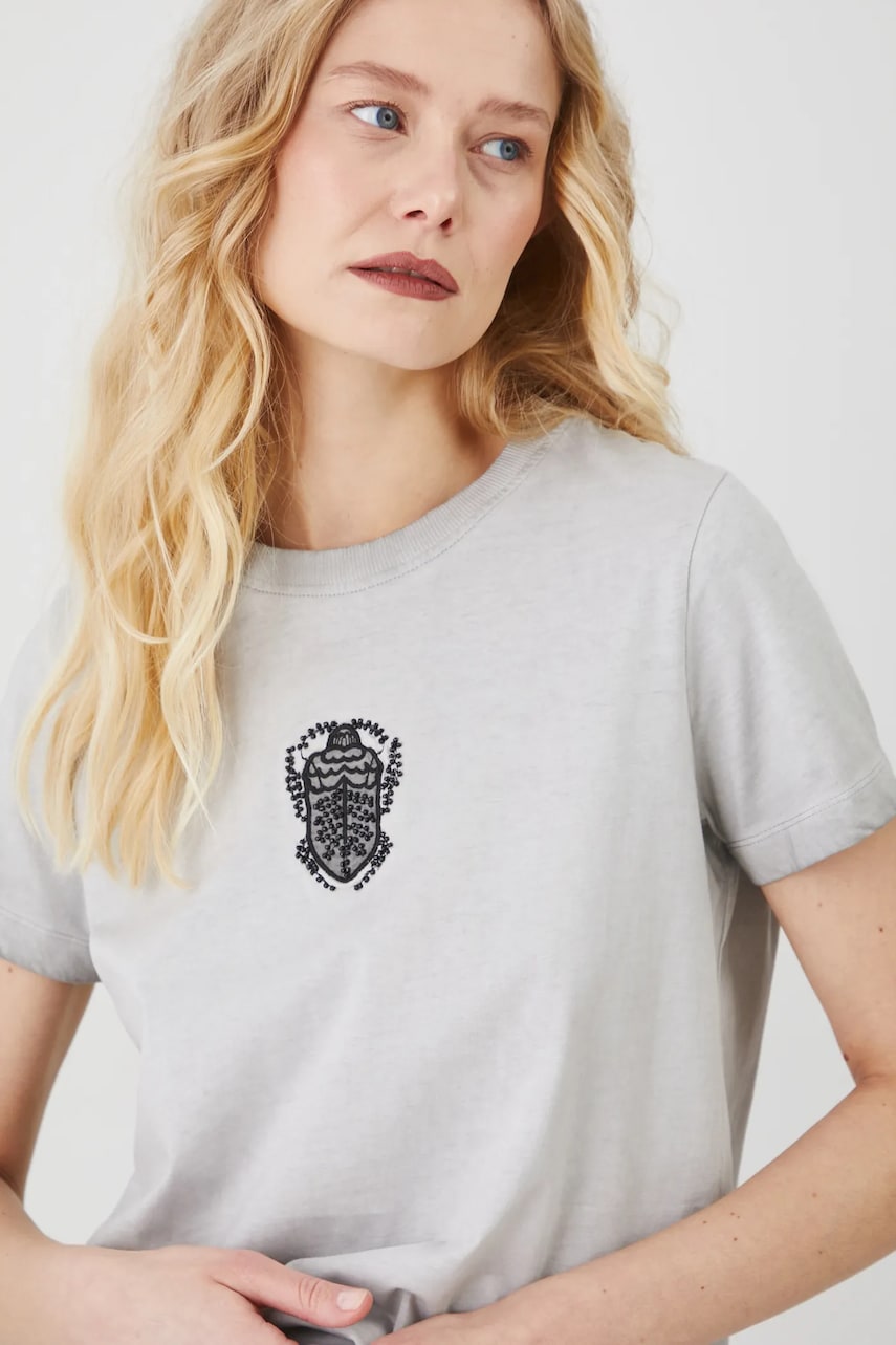 Medicine tricou din bumbac femei, culoarea gri