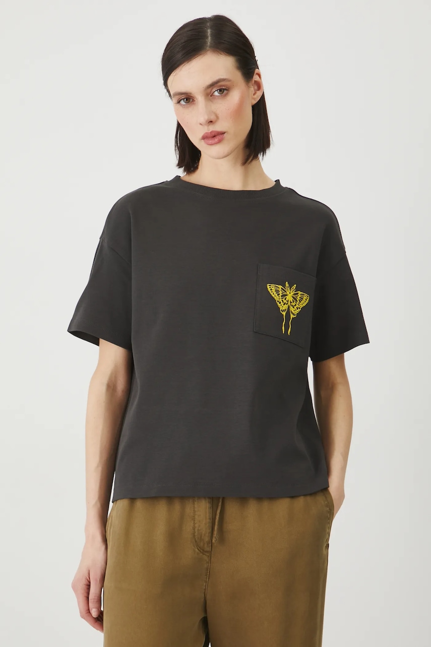 Medicine tricou din bumbac femei, culoarea gri