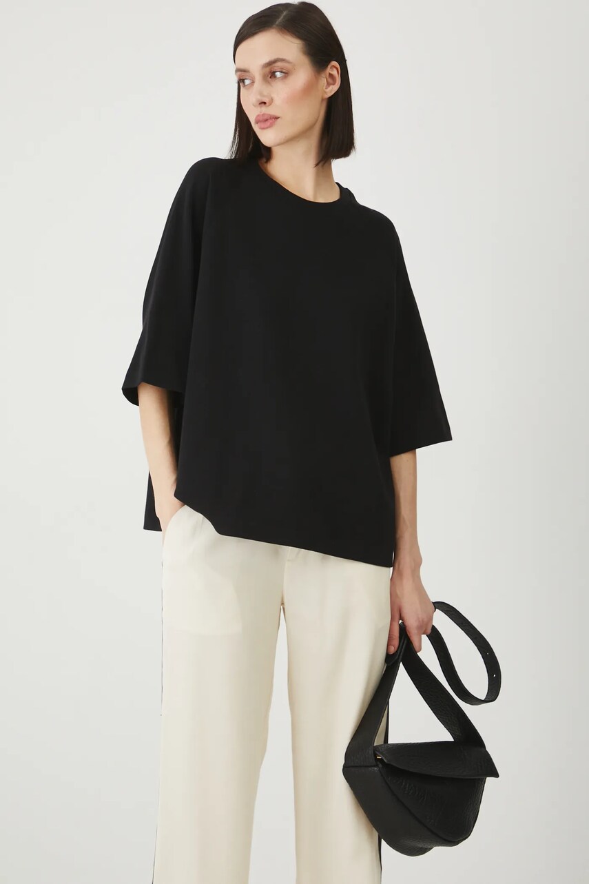 Medicine tricou din bumbac femei, culoarea negru