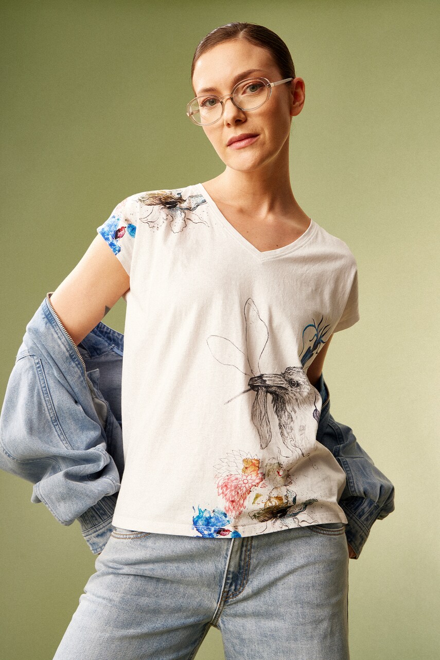 Medicine tricou din bumbac femei, culoarea alb
