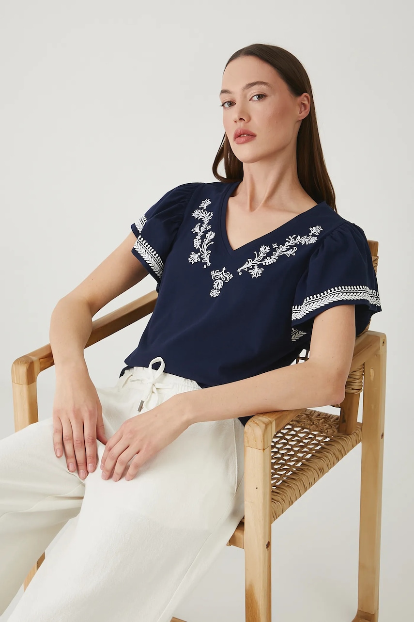 Medicine tricou din bumbac culoarea albastru marin