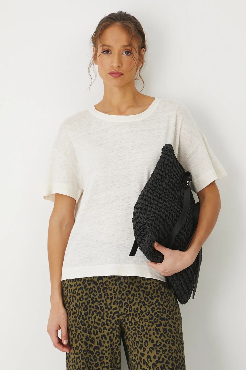 Medicine tricou de in femei, culoarea bej