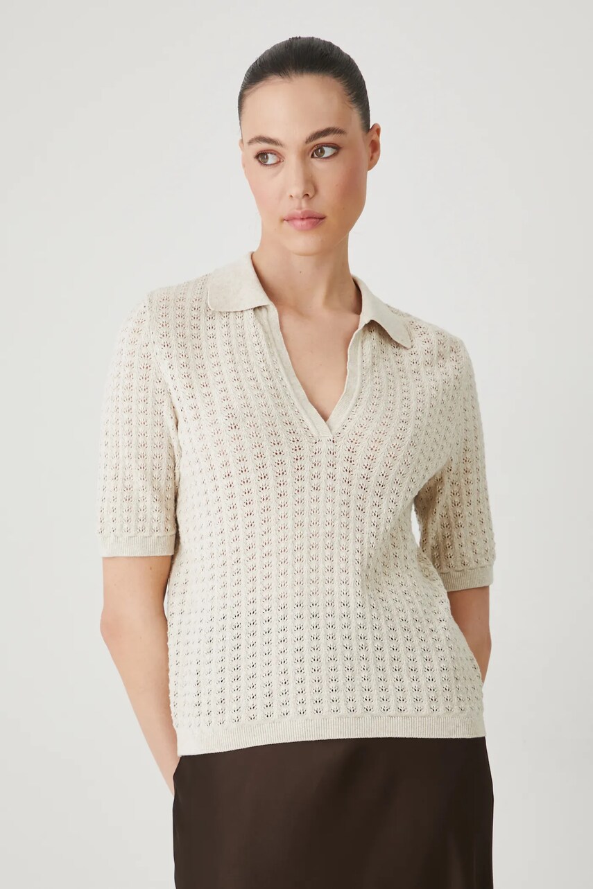 Medicine tricou din bumbac femei, culoarea bej
