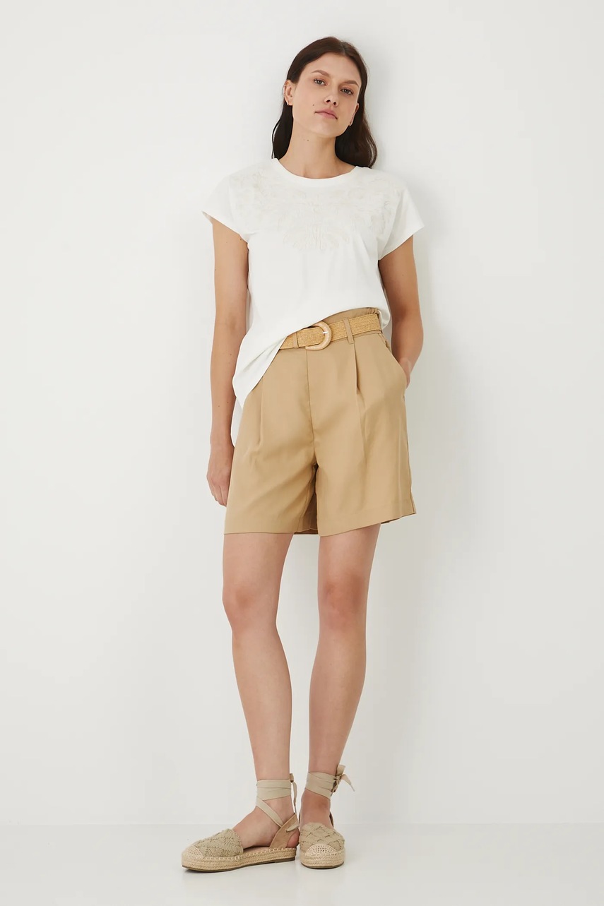 Хлопковая футболка Medicine цвет бежевый обнаженное плечо