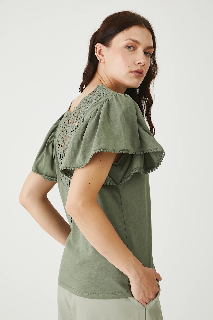 Medicine tricou din bumbac culoarea verde, cu spate descoperit