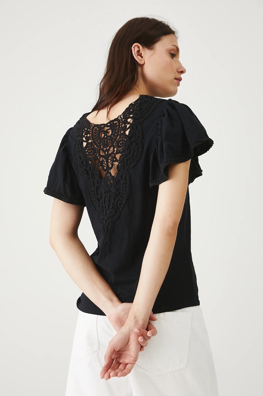 Medicine tricou din bumbac culoarea negru, cu spate descoperit