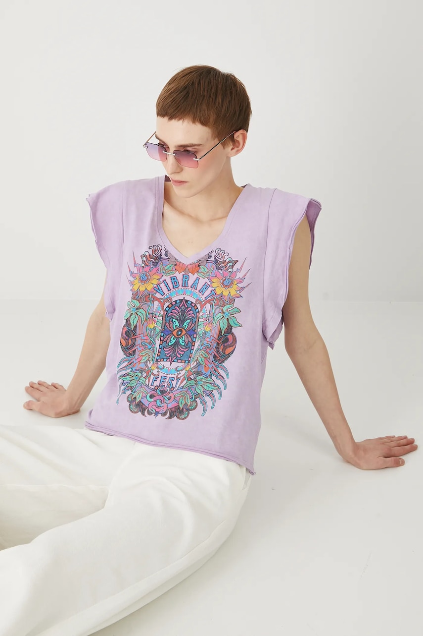 Medicine tricou din bumbac culoarea violet