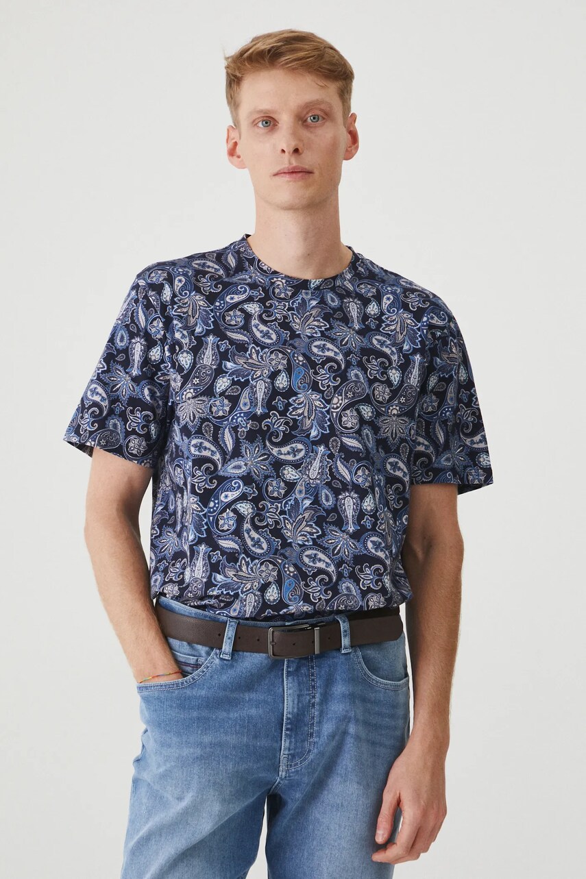 Medicine tricou barbati, culoarea albastru marin, modelator