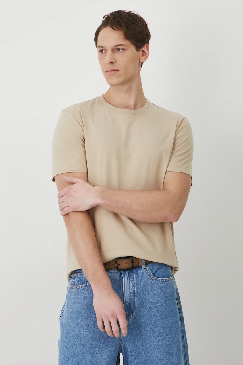 Medicine tricou culoarea bej, neted