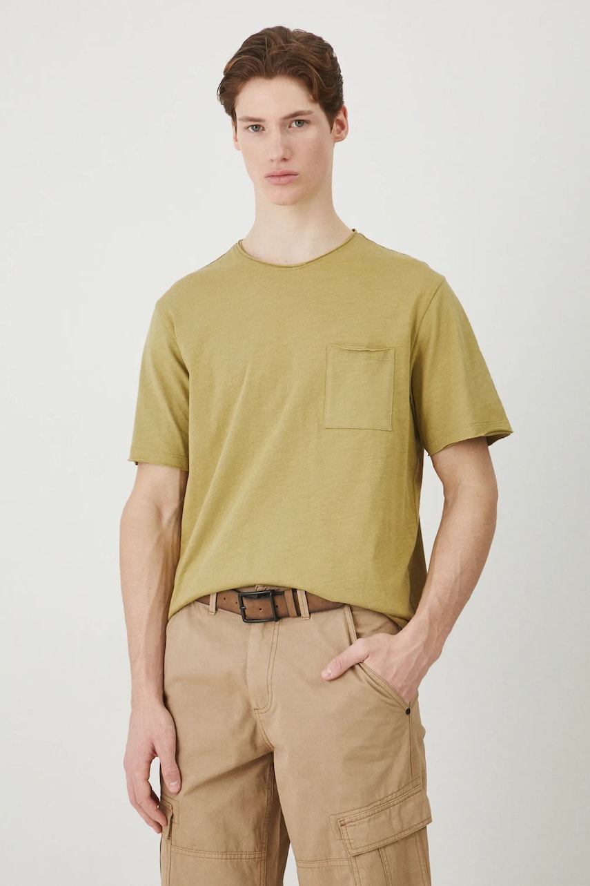 Medicine tricou din bumbac culoarea verde, neted