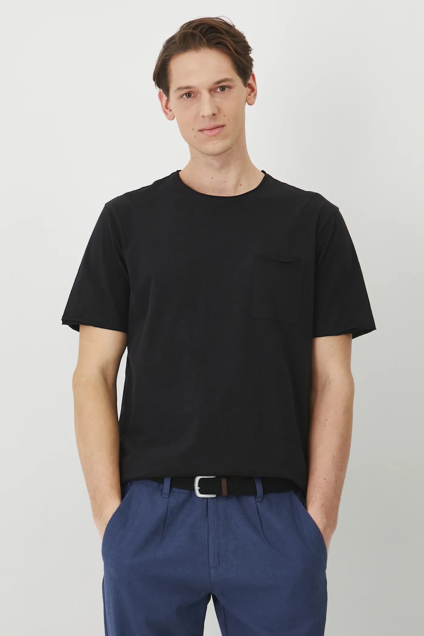 Medicine tricou din bumbac culoarea negru, neted