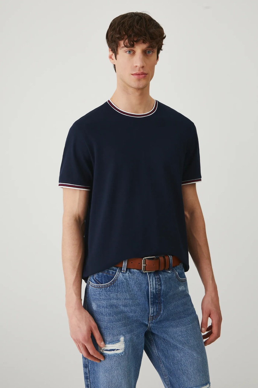 Medicine tricou barbati, culoarea albastru marin, neted
