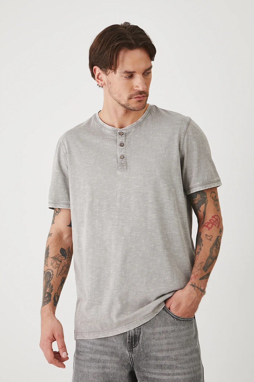 Medicine tricou din bumbac culoarea gri, neted