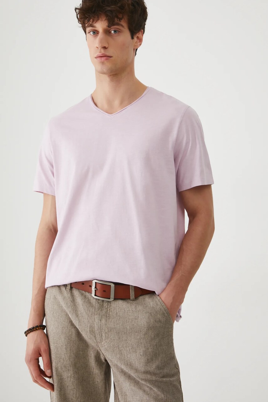 Medicine tricou din bumbac culoarea violet, neted