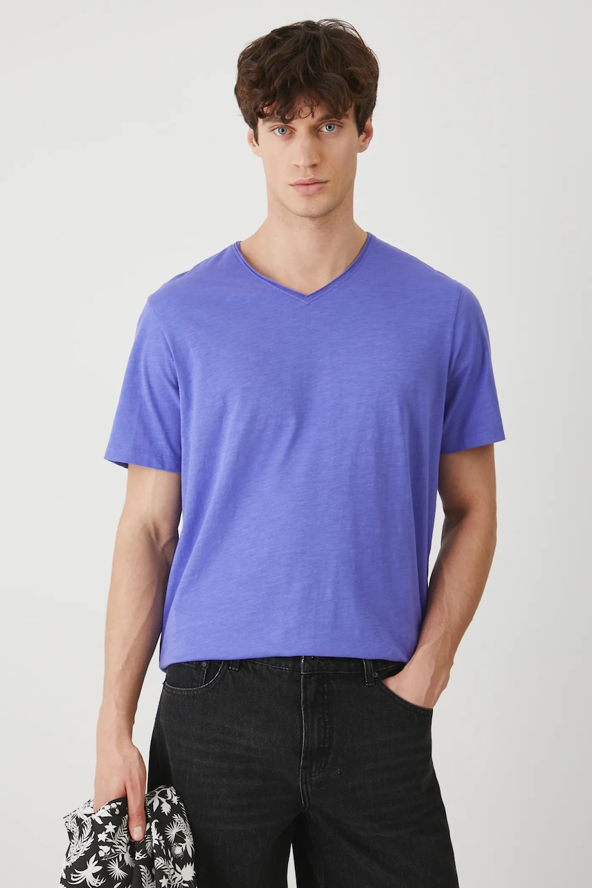 Medicine tricou din bumbac culoarea violet, neted