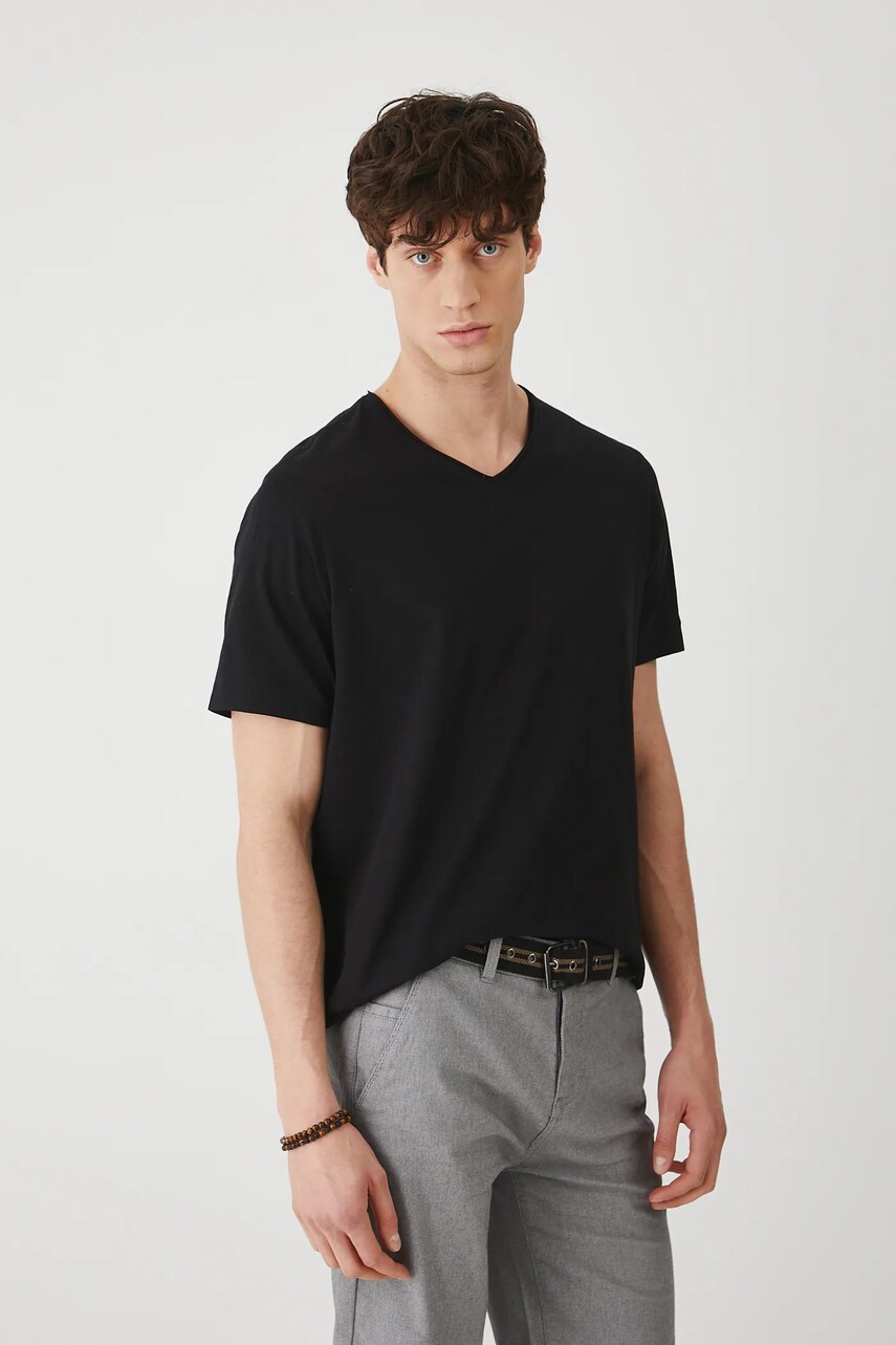 Medicine tricou din bumbac culoarea negru, neted