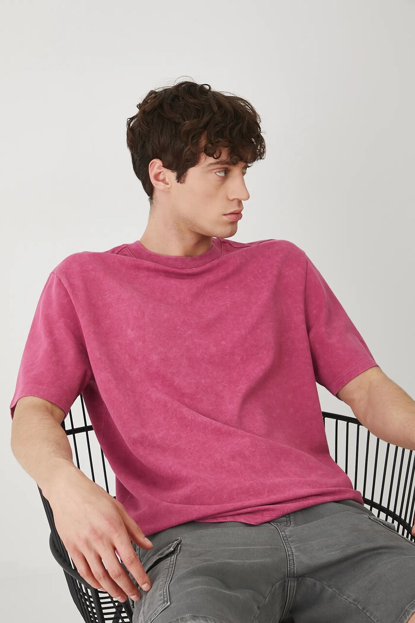 Medicine tricou din bumbac culoarea roz, neted
