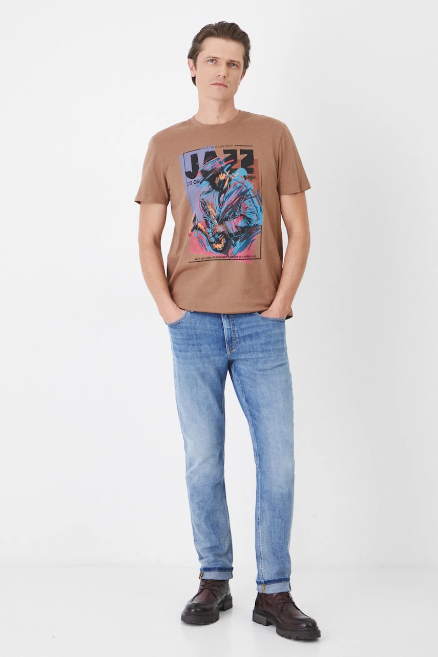 Medicine tricou din bumbac barbati, culoarea maro, cu imprimeu Medicine tricou din bumbac barbati, culoarea maro, cu imprimeu