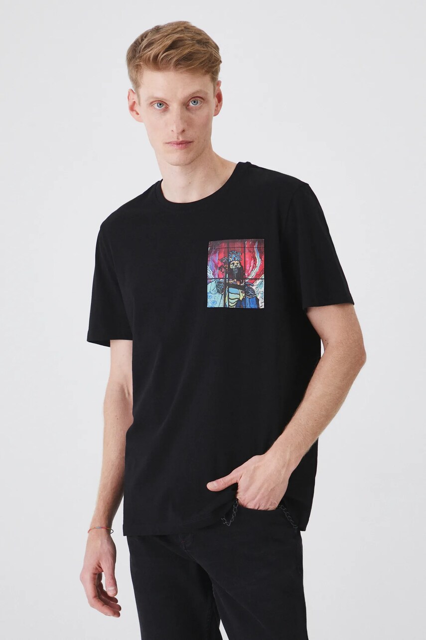 Medicine tricou din bumbac barbati, culoarea negru, cu imprimeu