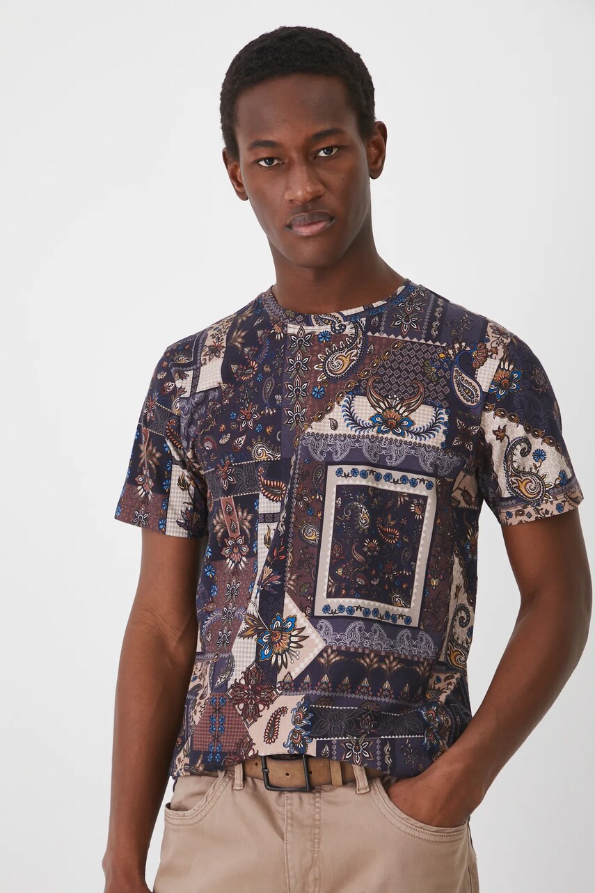 Medicine tricou barbati, culoarea albastru marin, modelator