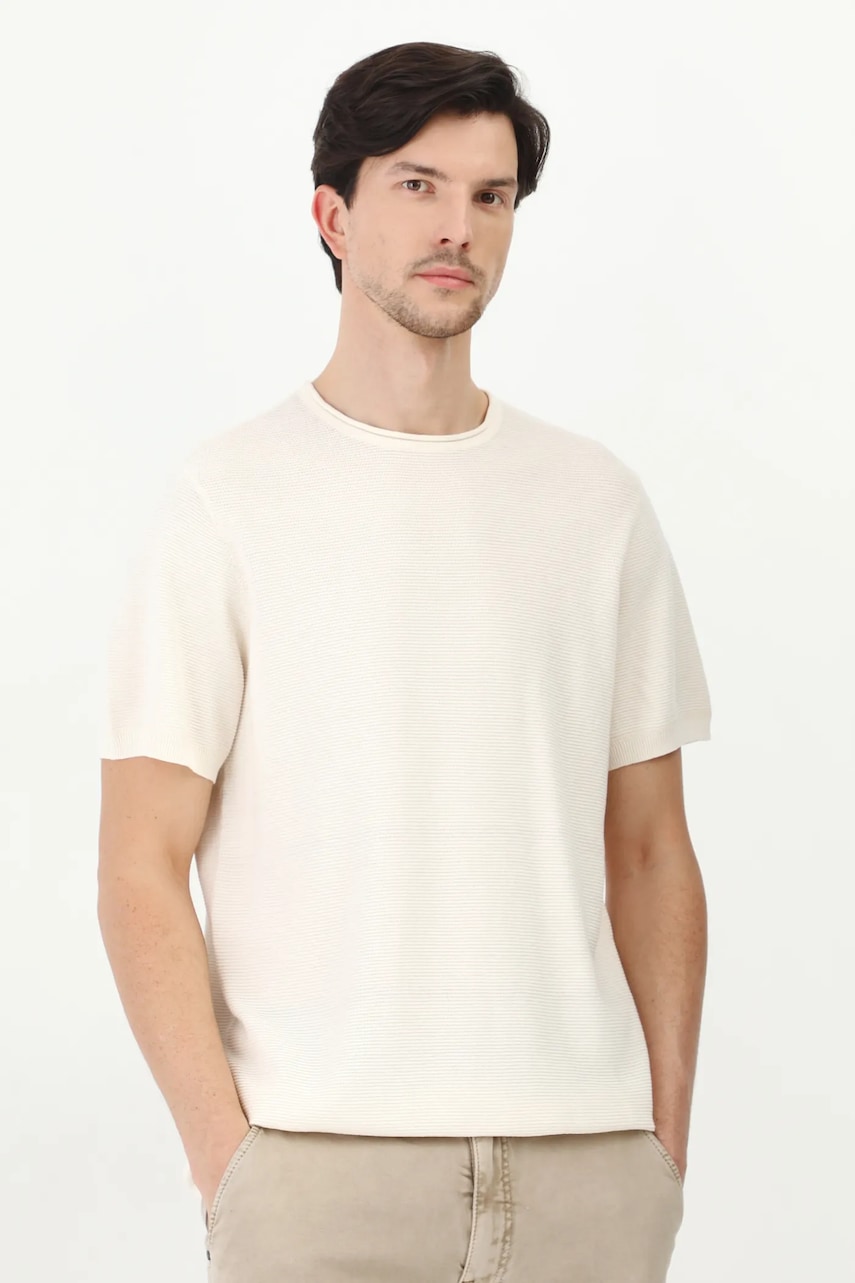 Medicine tricou din bumbac barbati, culoarea bej, neted