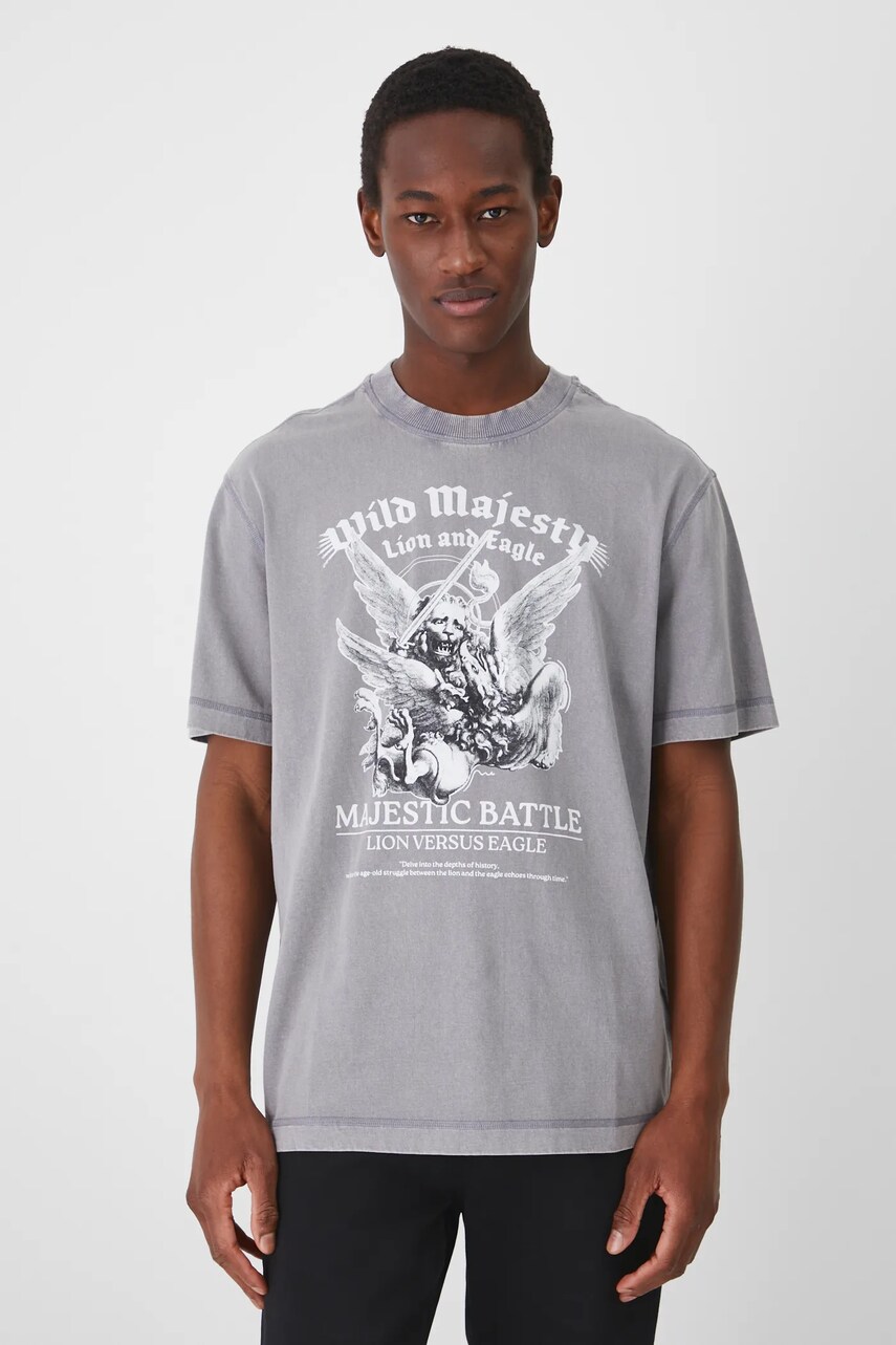 Medicine tricou din bumbac barbati, culoarea gri, cu imprimeu