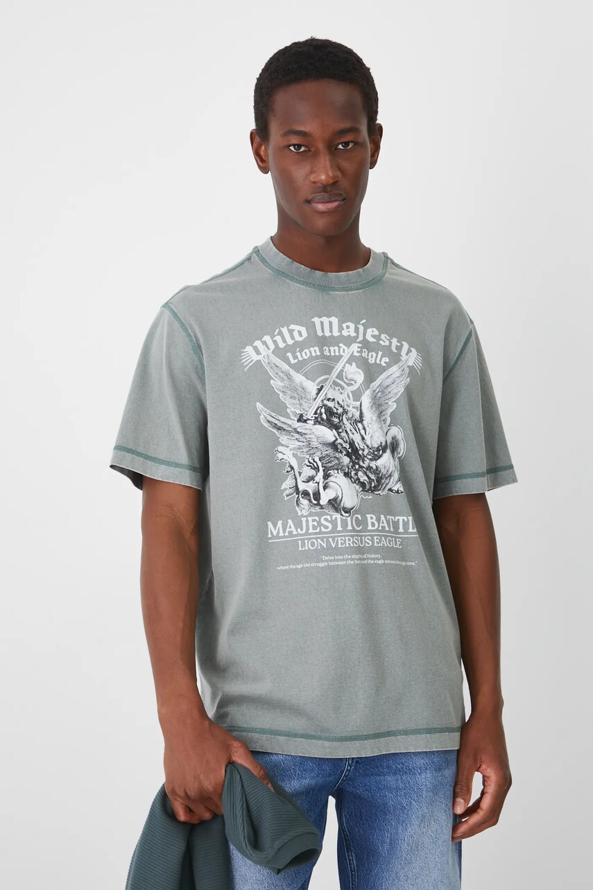 Medicine tricou din bumbac barbati, culoarea verde, cu imprimeu