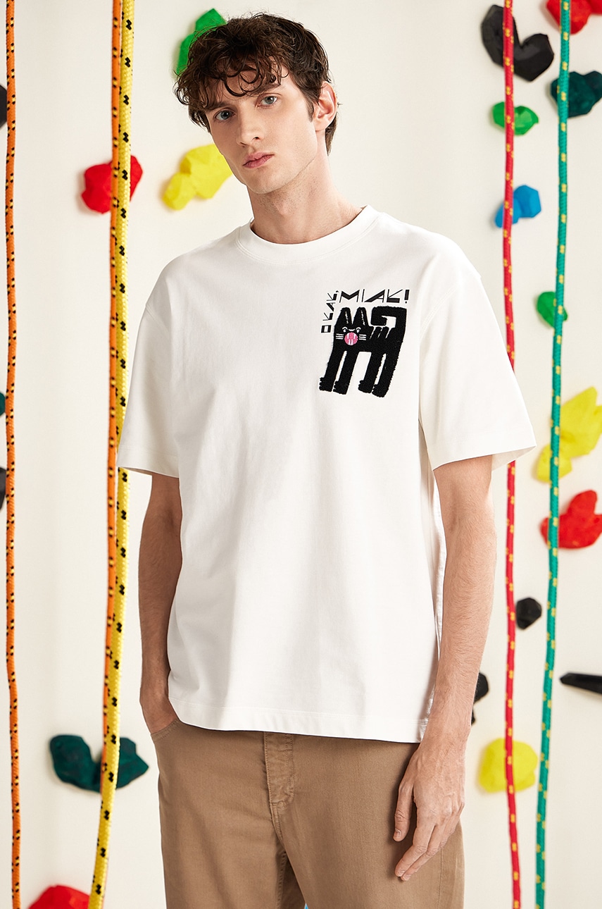 Medicine tricou din bumbac culoarea bej, cu imprimeu