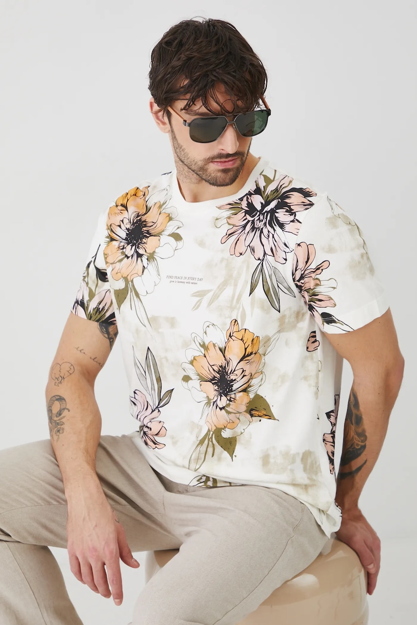 Medicine tricou din bumbac culoarea bej, modelator