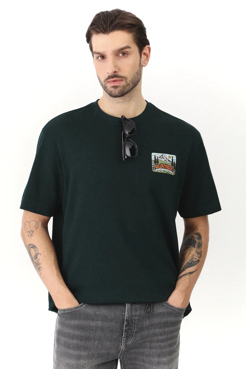 Medicine tricou din bumbac culoarea verde, cu imprimeu