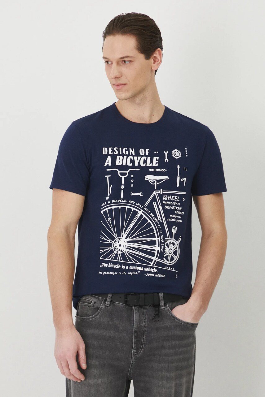 Medicine tricou barbati, culoarea albastru marin, cu imprimeu