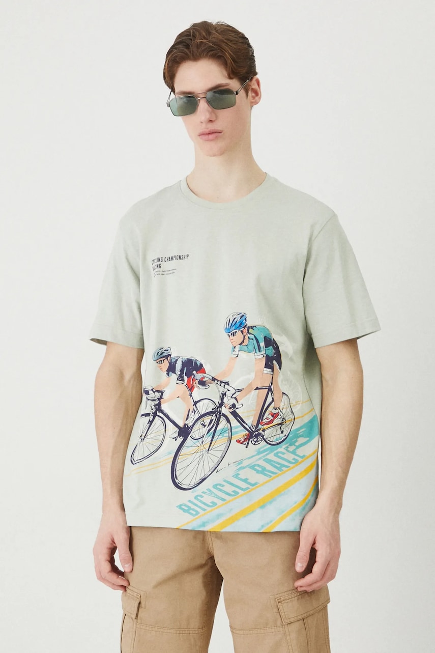 Medicine tricou din bumbac culoarea verde, cu imprimeu