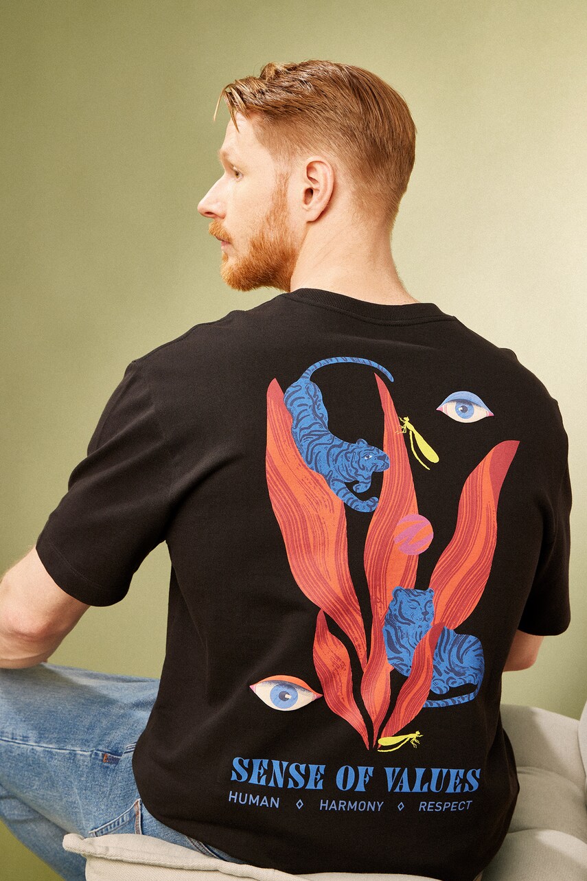 Medicine tricou din bumbac barbati, culoarea negru, cu imprimeu
