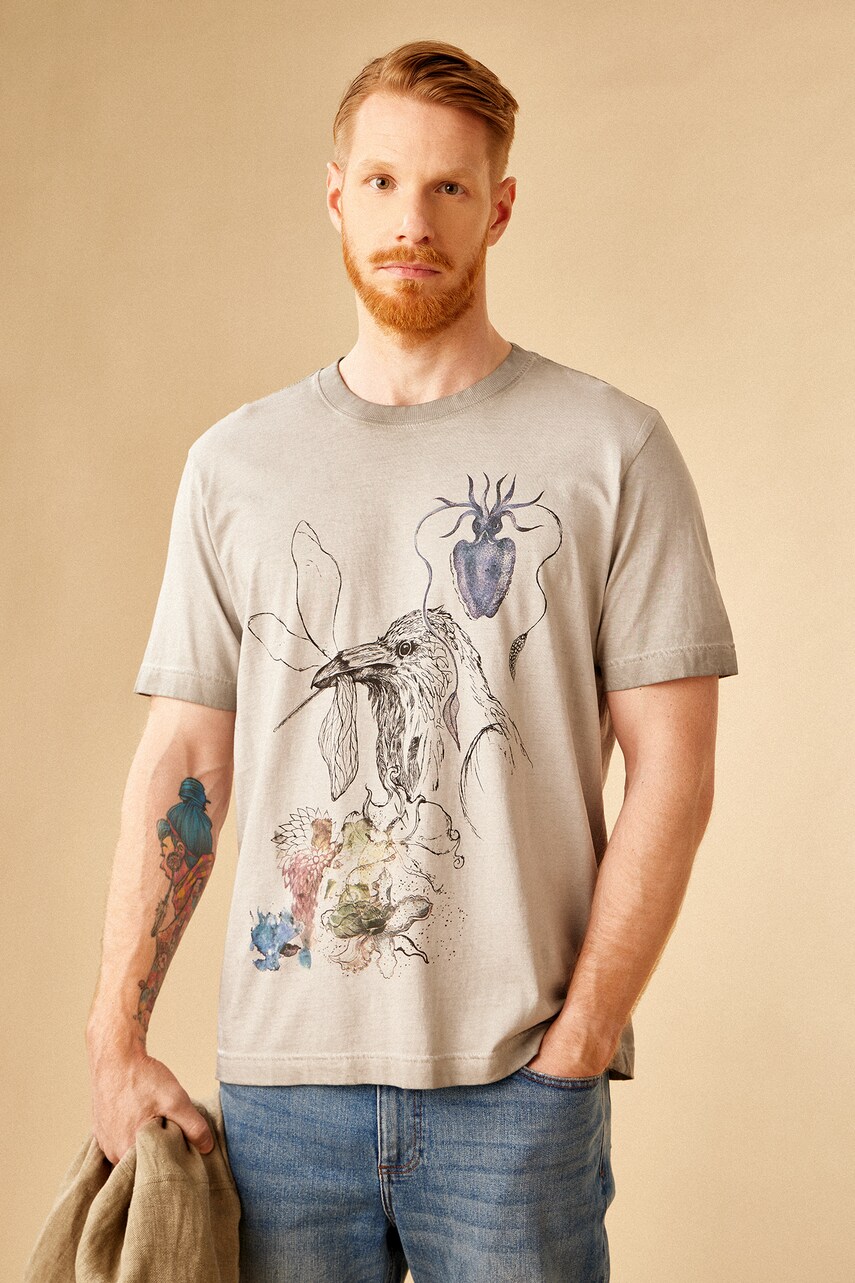 Medicine tricou din bumbac barbati, culoarea gri, cu imprimeu