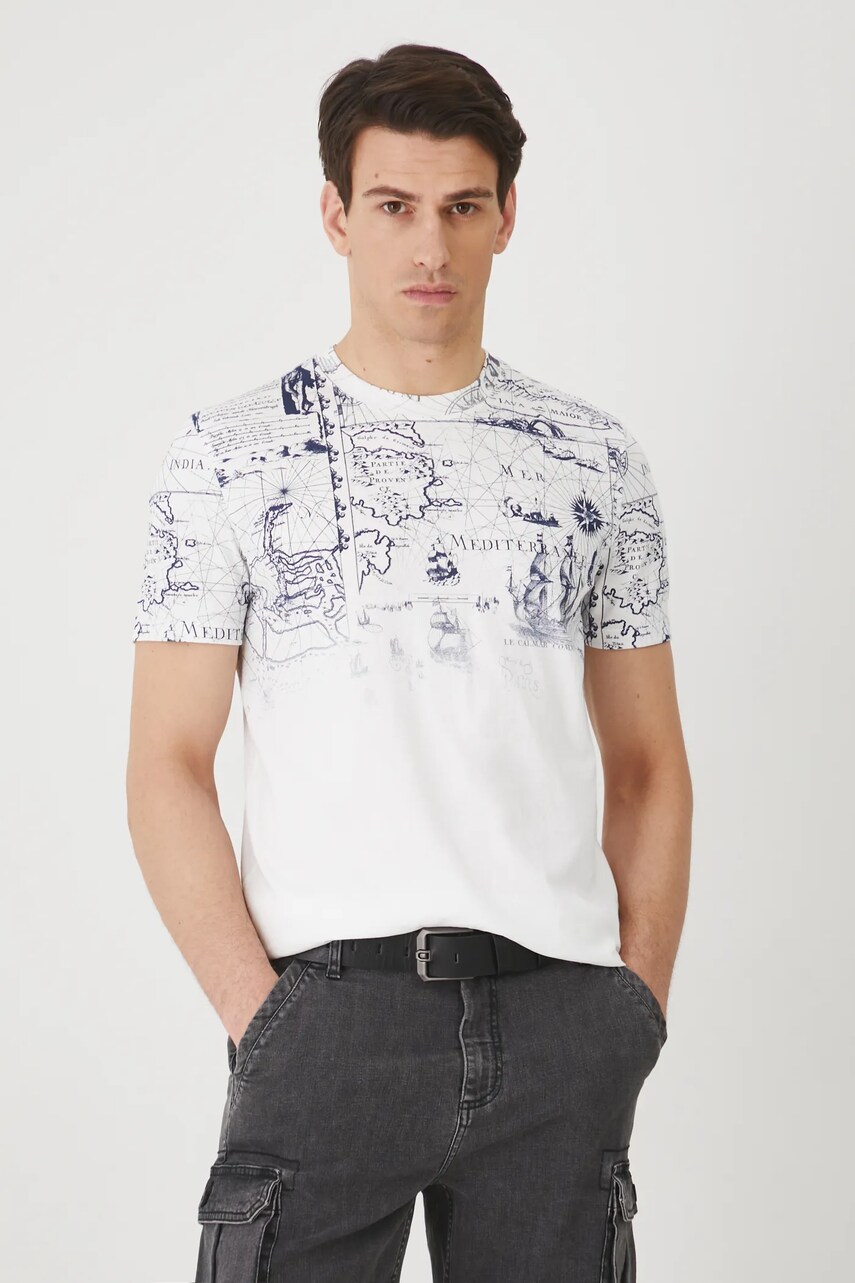 Medicine tricou din bumbac barbati, culoarea alb, cu imprimeu