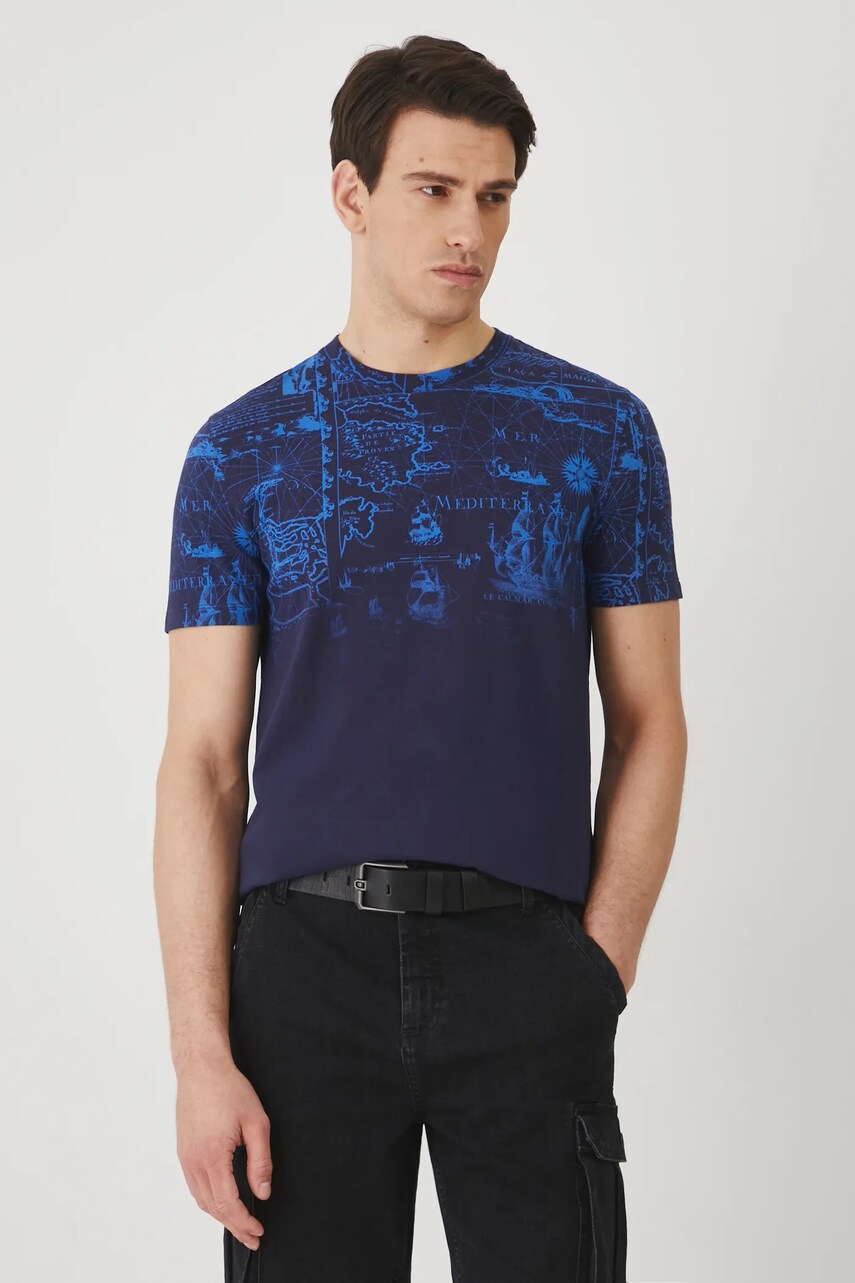 Medicine tricou din bumbac barbati, culoarea albastru marin, cu imprimeu