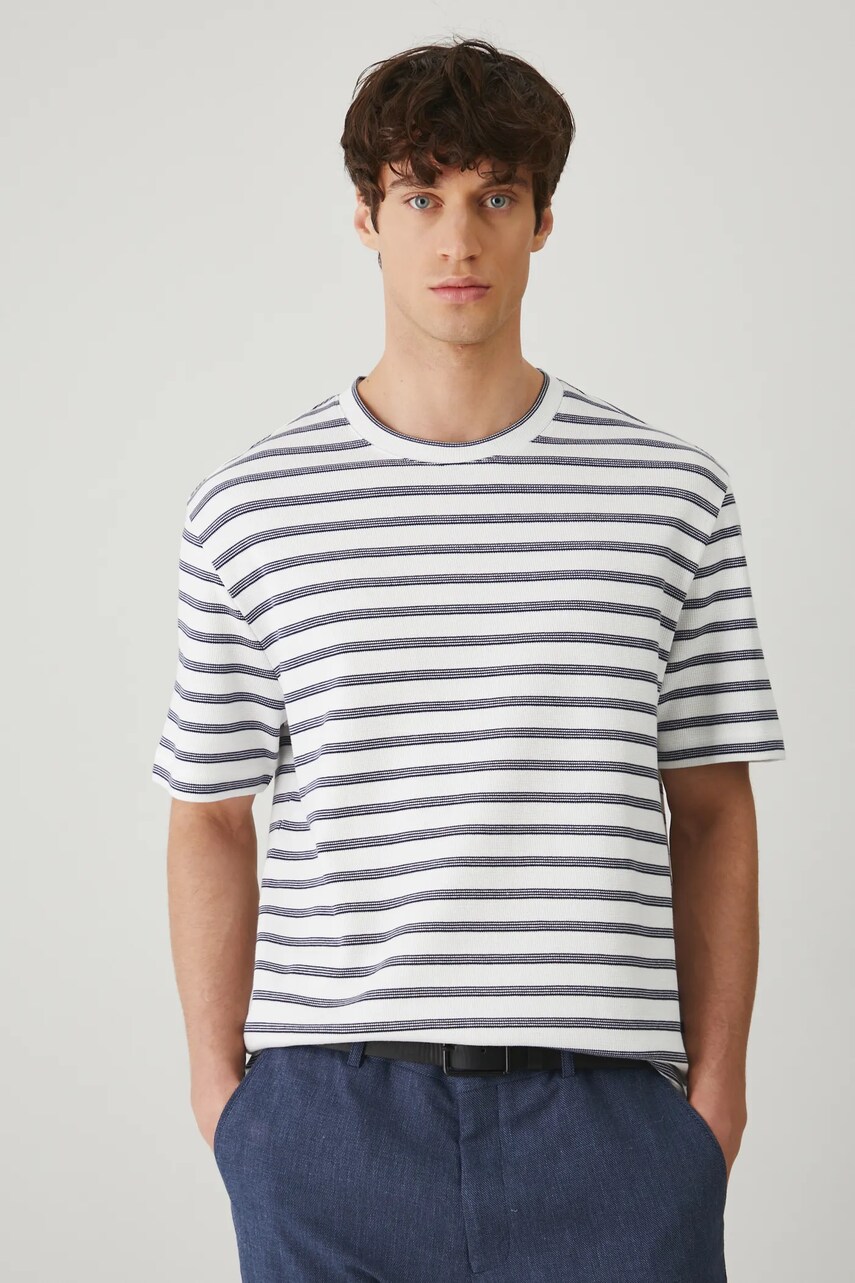Medicine tricou din bumbac barbati, culoarea albastru marin, modelator