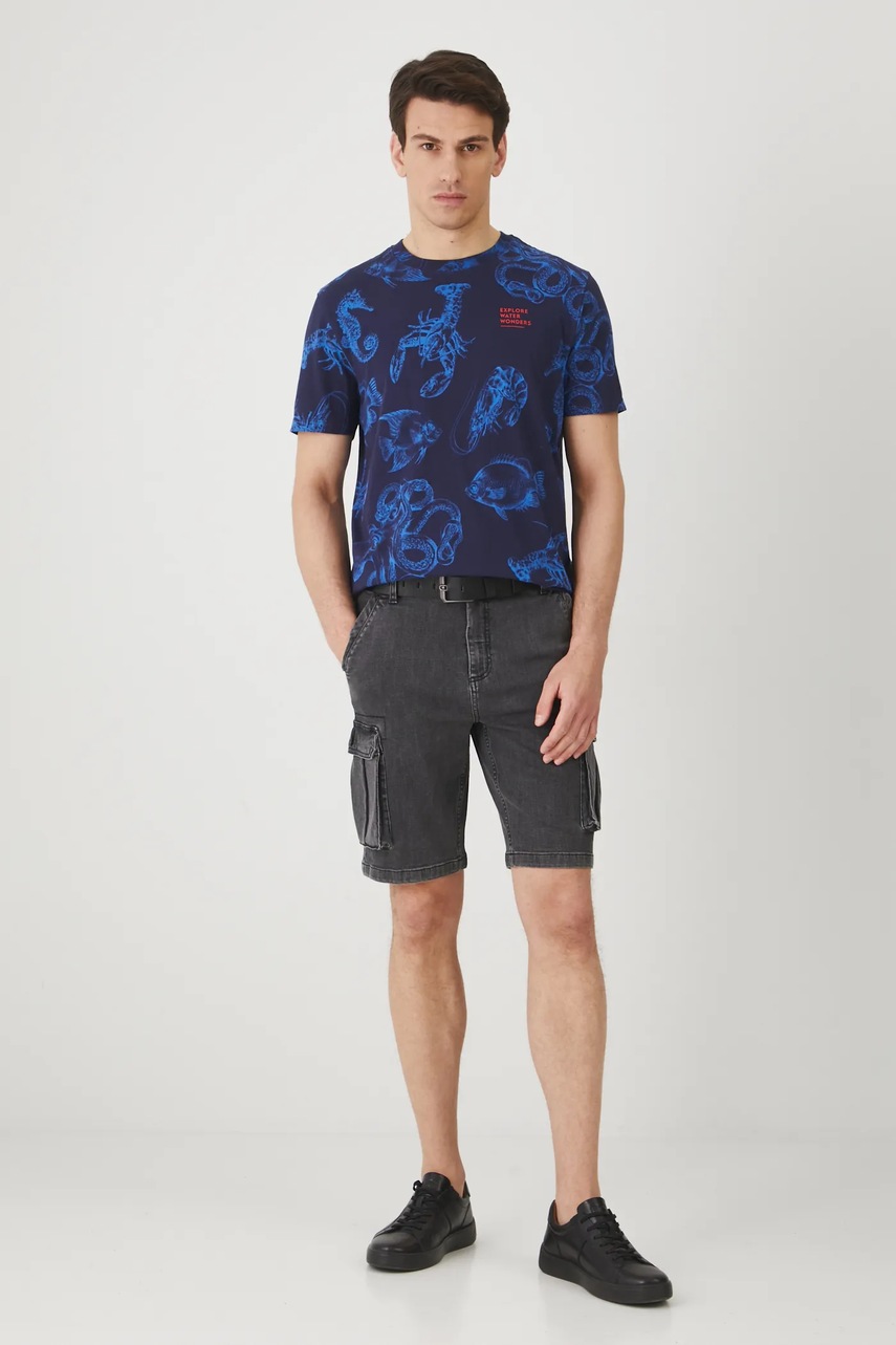 Хлопковая футболка Medicine цвет синий узор