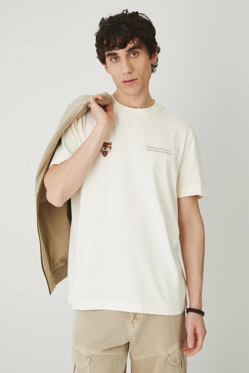 Medicine tricou barbati, culoarea bej, cu imprimeu
