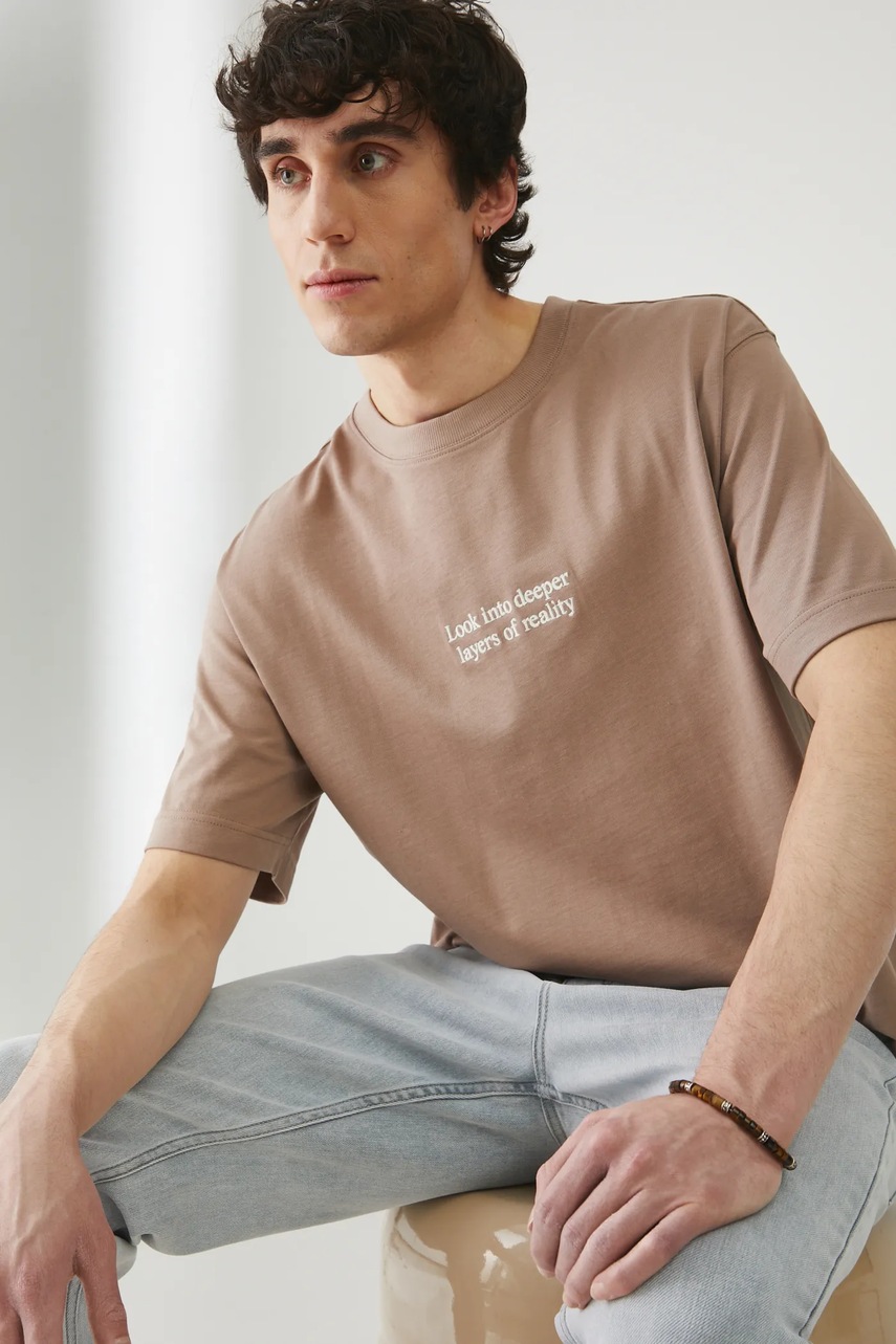 Хлопковая футболка Medicine цвет бежевый с принтом