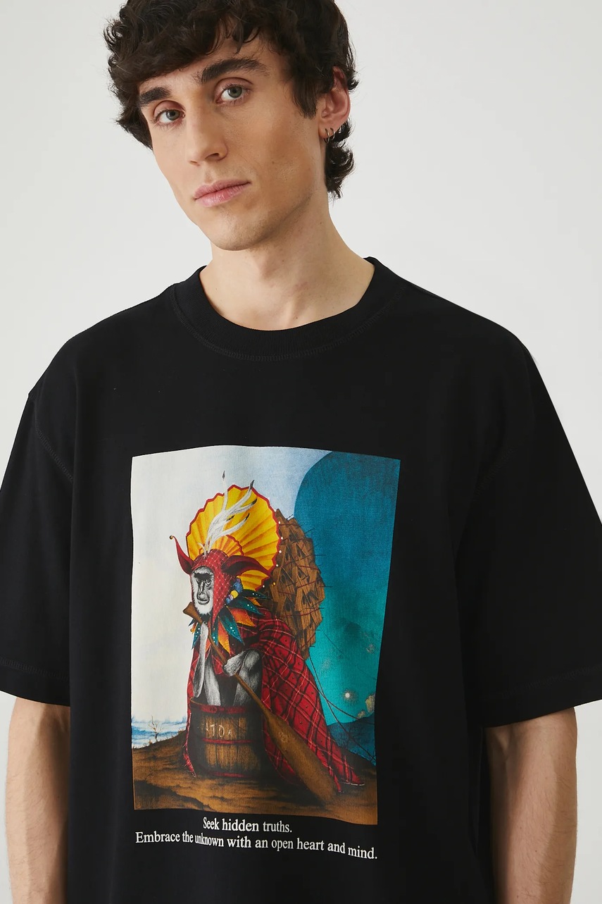 Хлопковая футболка цвет чёрный с принтом