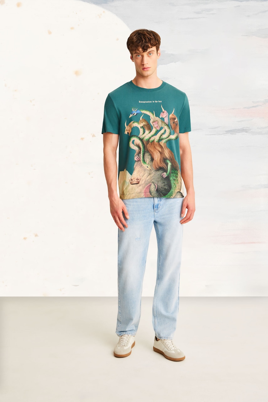 Medicine tricou din bumbac culoarea verde, cu imprimeu